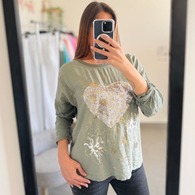 Top bi matière Modèle Love