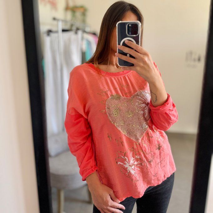 Top bi matière Modèle Love