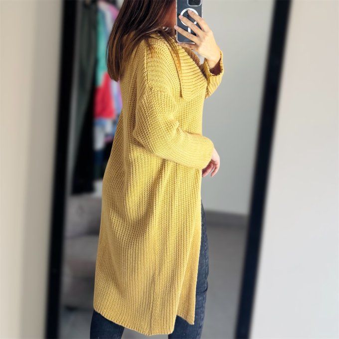 Long gilet Modèle Milla moutarde